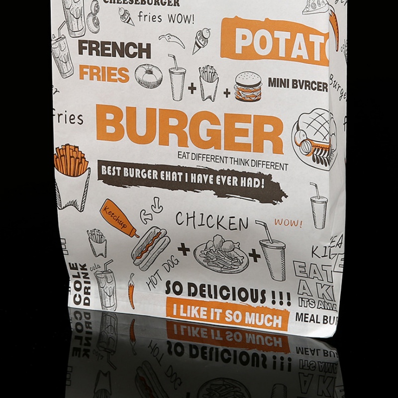 custom printed small flat v sharp bottom kraft paper bags pmf6