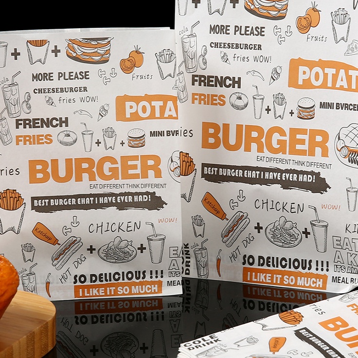 custom printed small flat v sharp bottom kraft paper bags pmf8