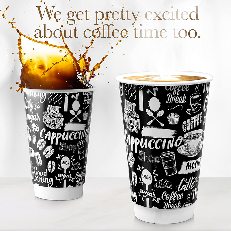 disposable custom logo printed double wall hot drink paper cup pmf9